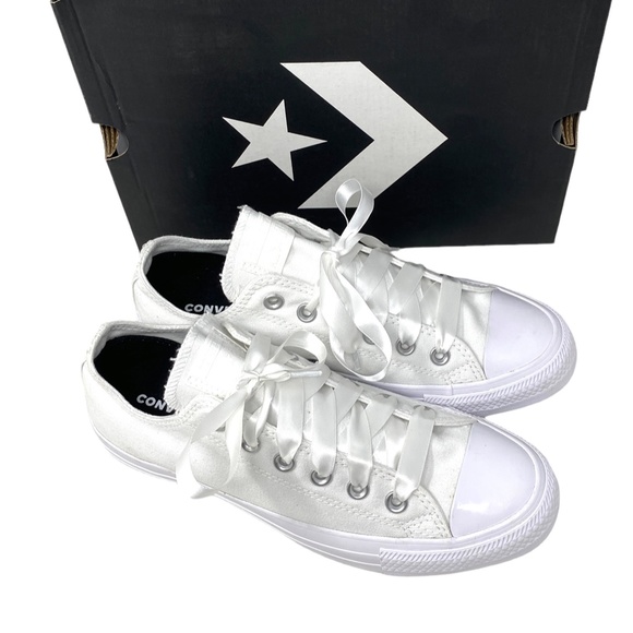 Converse Ctas Low Top Wedding White Canvas Women's Sneakers Custom 171213C-WT - Picture 4 of 11